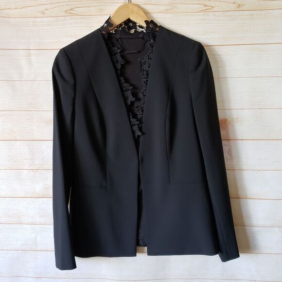Elie Tahari Carita Lace Trim Blazer Suit Jacket Wool Women's Size